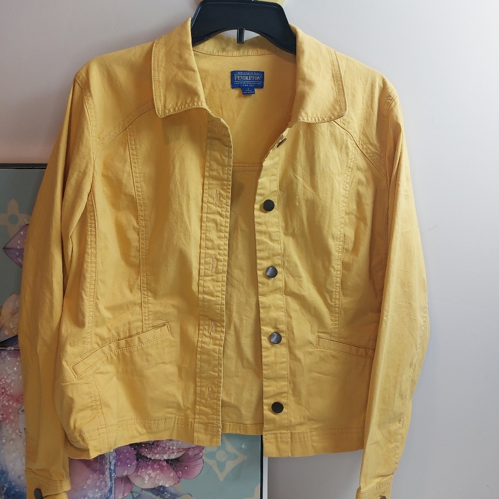 Pendleton womens yellow button-up jacket size Large Petite